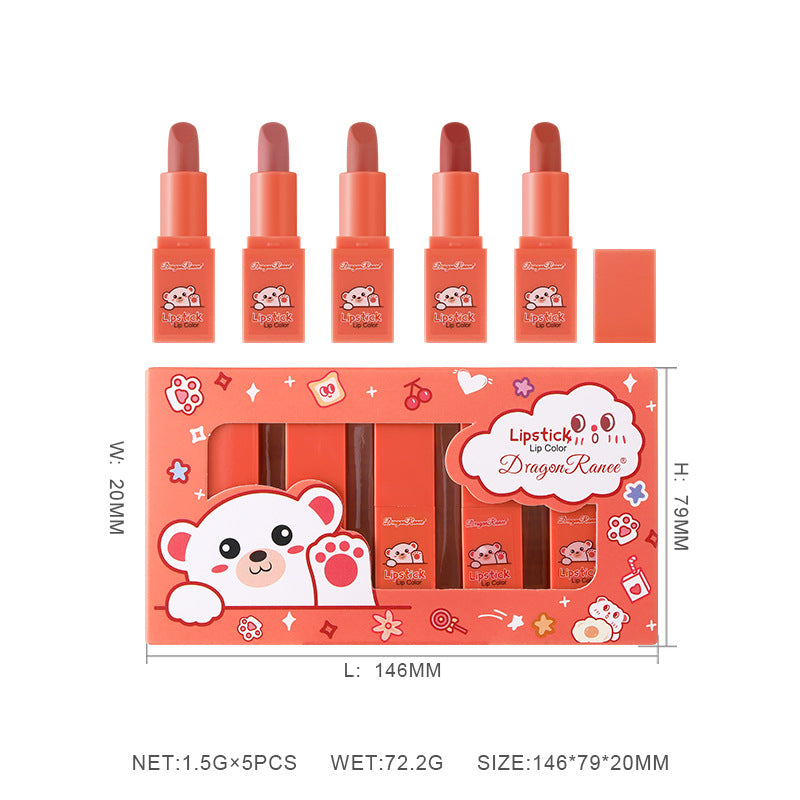 Dragon Ranee Kitty Matte Lipstick Lip Color 5Pcs Set