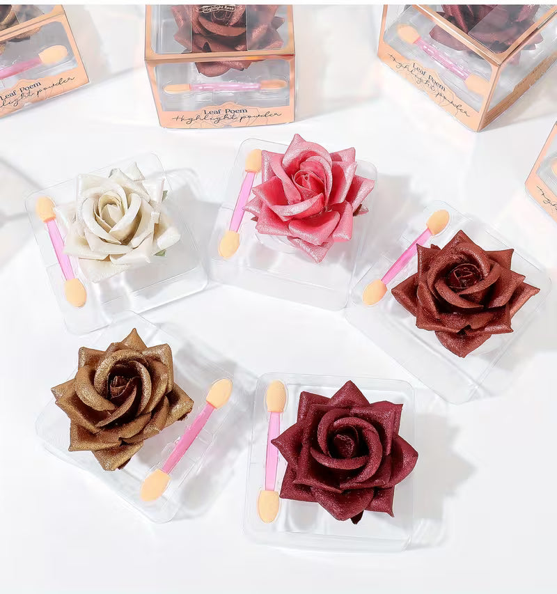 Loleeta 3D Three-dimensional Rose Highlighter + Eye Shadow Powder Easy Coloring Highlight Powder Face Contour Makeup