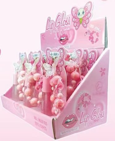 Lucky Model Butterfly Lip Gloss with Keyring Bag Charm