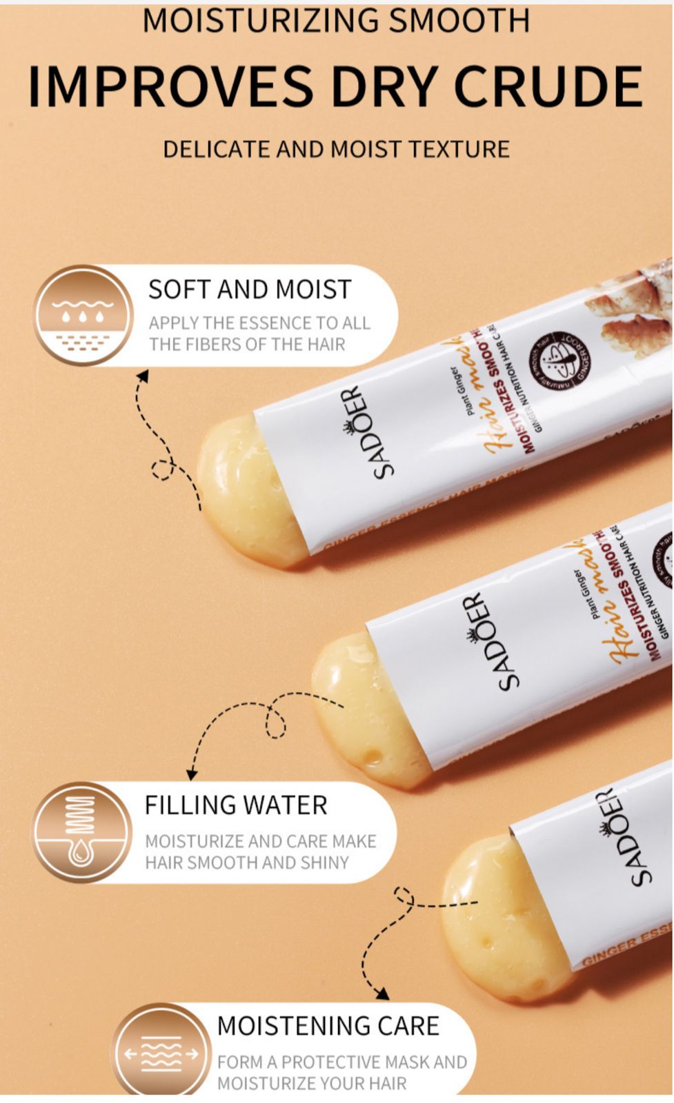 Sadoer Plant Ginger Moisturises Smoothes Hair Mask (20 Sachets)
