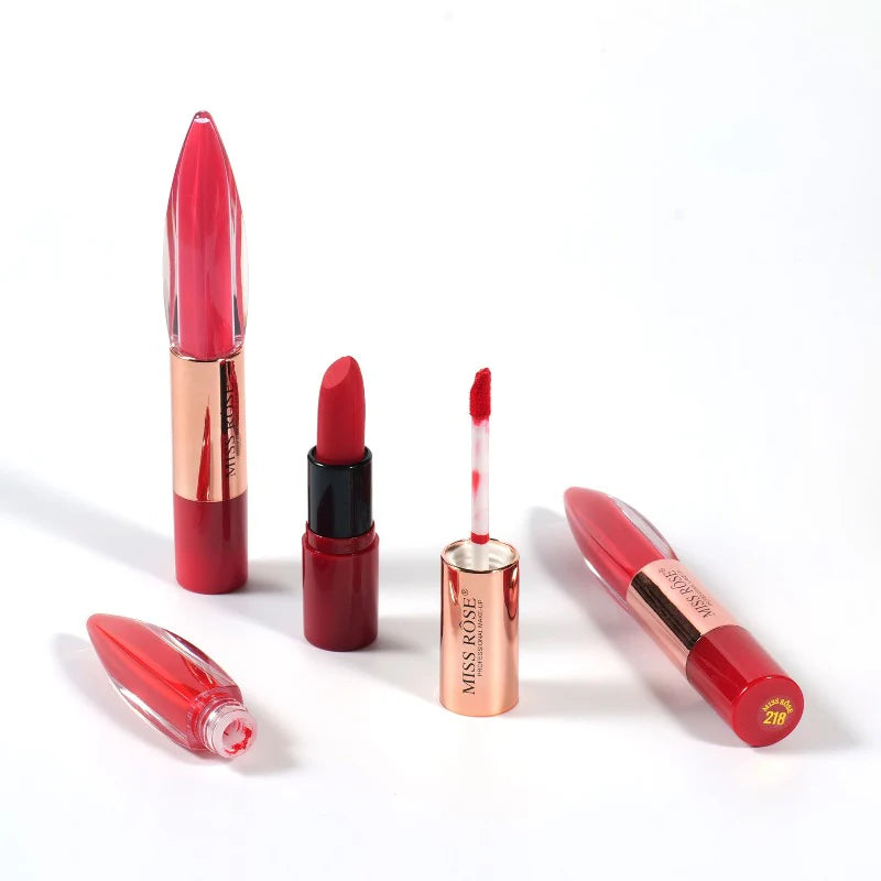 Miss Rose Dual-Ended 2in1 Matte Lipstick And Lipgloss 12Pcs Set