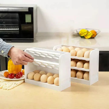 New Rotating 30 Grids 3 Tier Egg Storage Box Egg Container Organizer 01836