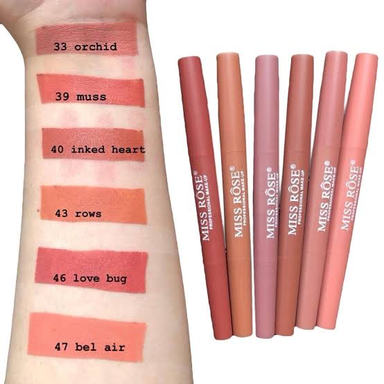 Miss Rose 2in1 Lipstick And Lip Liner Nude Shades 6Pcs Set