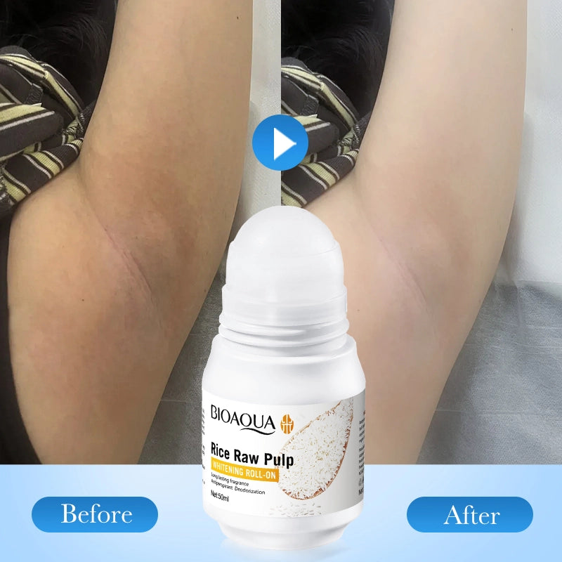 BIOAQUA Rice Raw Pulp Whitening Roll-On Deodorant Long Lasting Fragrance Antiperspirant Deodorization 50ml