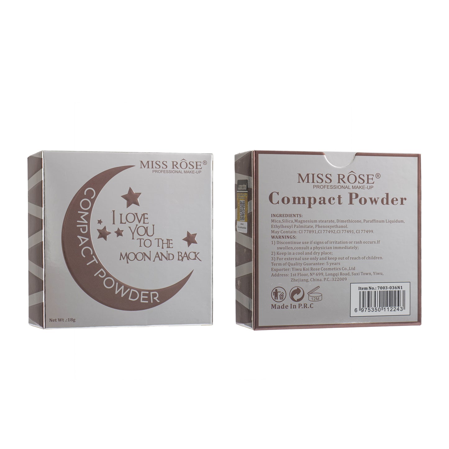 Miss Rose 2 in 1 Compact Powder