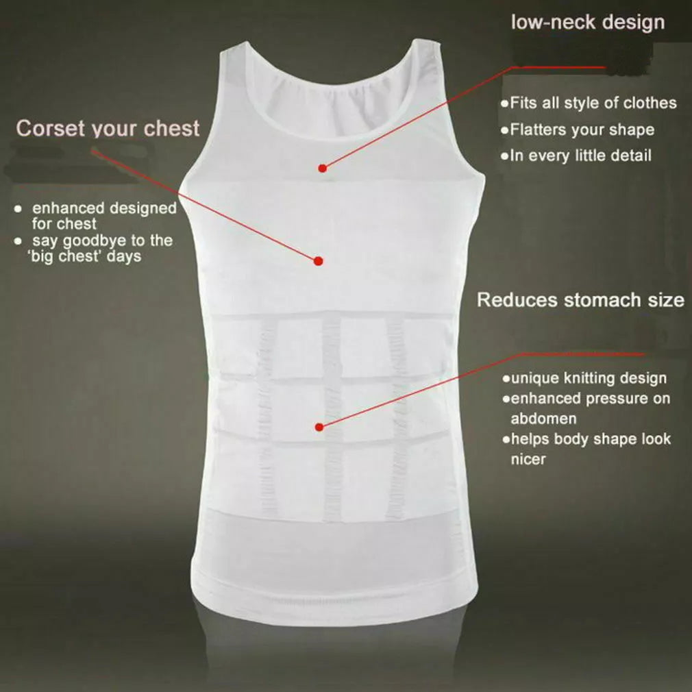 Men Slimming Body Shaper Vest Waist Cincher Shirt Abs Abdomen Shirt Tummy Control Compression Shirts Workout Tank Top