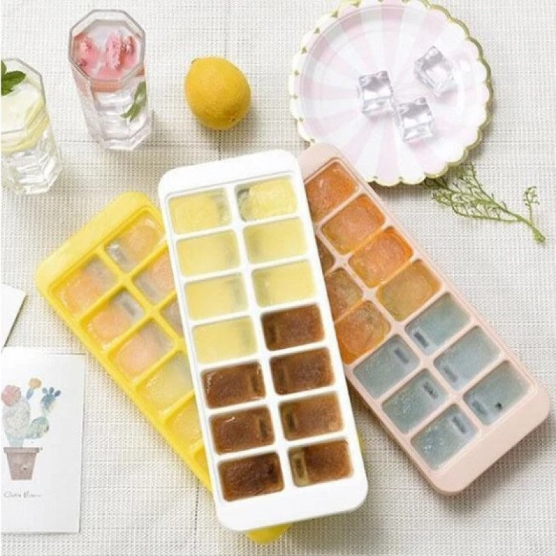 Silicon Ice Cube Tray With Lid (Pack Of 2)