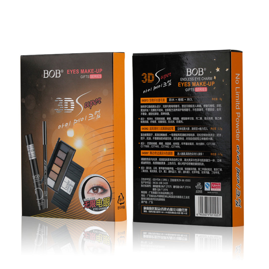 Bob Makeup 3pcs Set Waterproof Eyeliner, Mascara & Eye Shadow 008