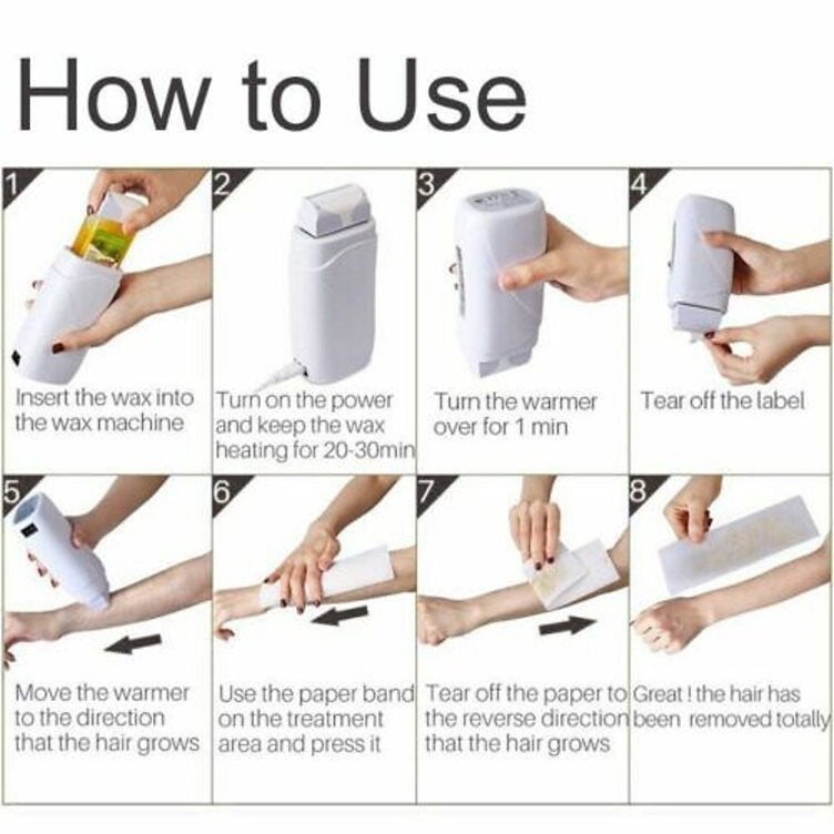 Rica Roll On Wax Deal Pack OF 3 Depilatory Machine + Roll On Wax + Wax papers(50pcs)