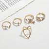 Fashion Jewellery 5 Pcs Butterfly Heart Adjustable Golden Ring
