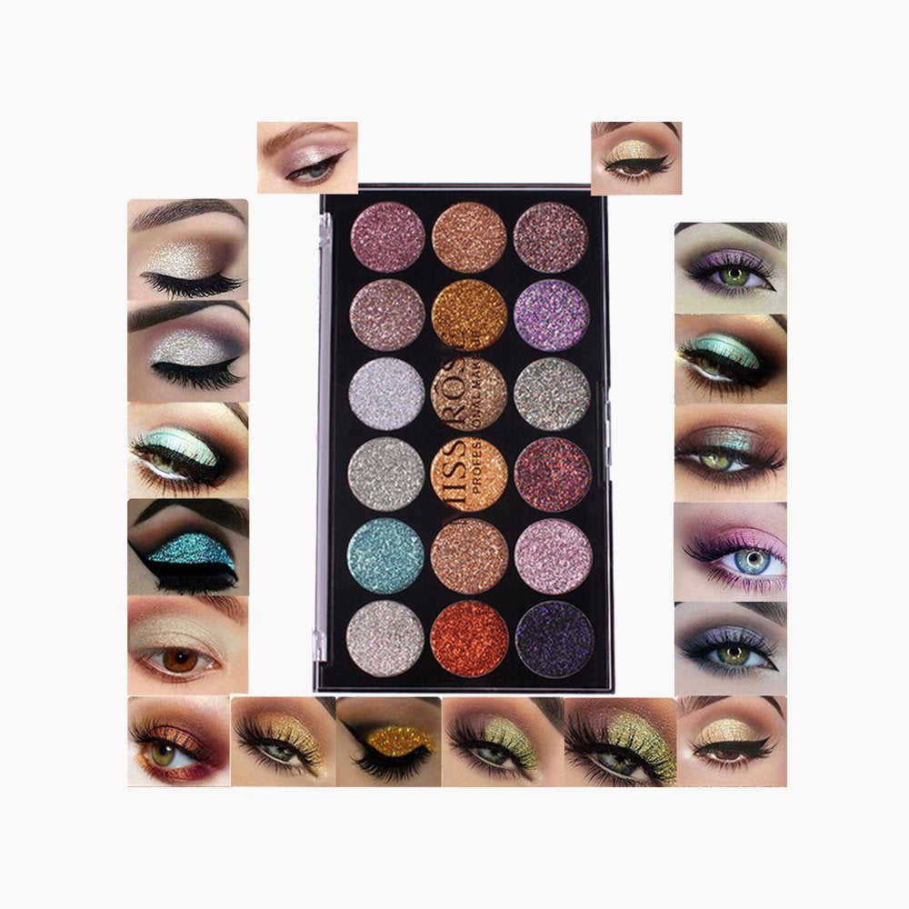 MISS ROSE 18-color sequin glitter eye shadow Palette