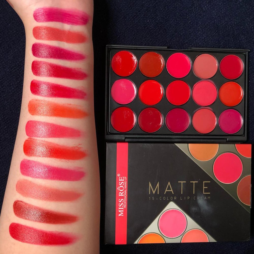 Miss Rose 15 Color Lipstick Matte Lip Cream Palette