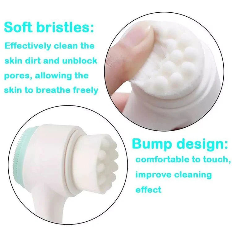 Jade Roller With Double Sided Cleansing Facial Brush Set