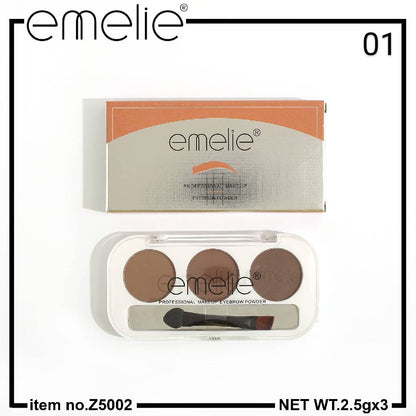 Emelie Professional 3 Color Eyebrow Powder Palette