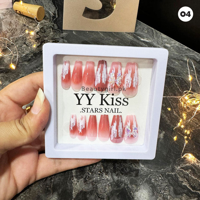 YY Kiss Stars Nails Artificial Nails with Double Side Nail Glue Stickers