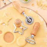 Mini Biscuit Cookie Dumpling Stamp Mould Cutters With Wooden Handle