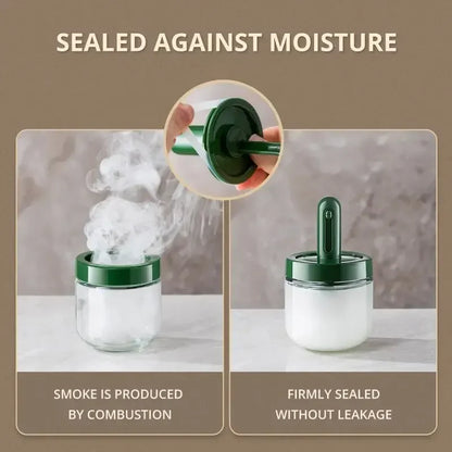 Glass Seasoning Bottle with Telescopic Spoon Leak Proof and Moisture-Proof Seasoning Jar 3pcs Set
