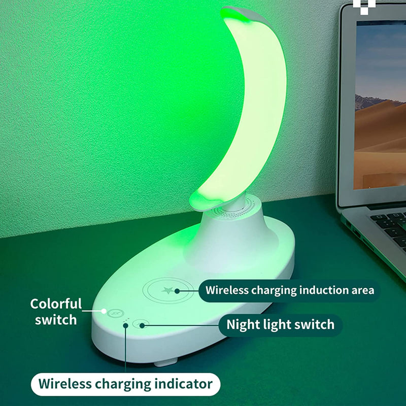 4in1 Crescent Lamp Wireless Charging RGB Multi Color LED Bluetooth Speaker