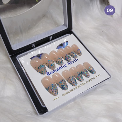 Romantic Myth Diamond Dust Glitter Press-On Nails Cat's Eye Nail