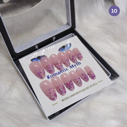 Romantic Myth Diamond Dust Glitter Press-On Nails Cat's Eye Nail