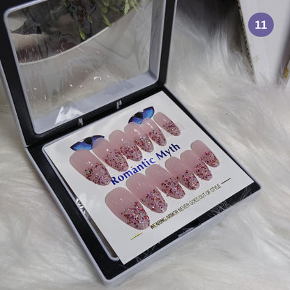 Romantic Myth Diamond Dust Glitter Press-On Nails Cat's Eye Nail