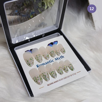 Romantic Myth Diamond Dust Glitter Press-On Nails Cat's Eye Nail