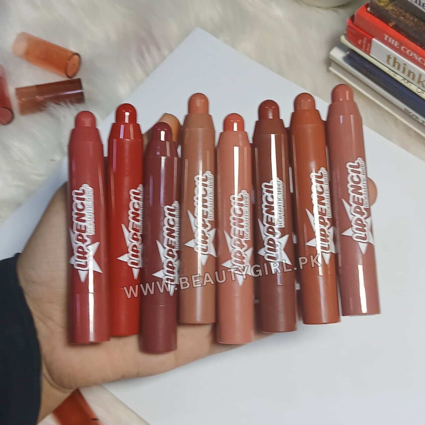 Romantic Bird Nude Lip Crayons  All-Day Lasting Pack of 8