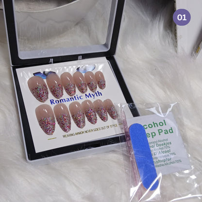 Romantic Myth Diamond Dust Glitter Press-On Nails Cat's Eye Nail