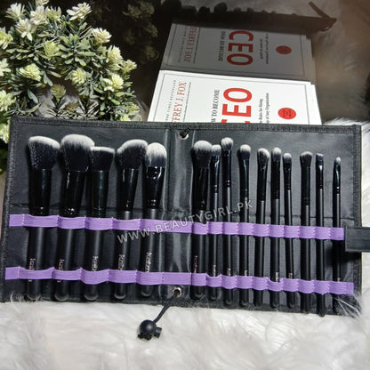Kaizm Professional 15pcs Face & Eye Makeup Brush Kit, Soft Synthetic Bristles, Complete Beauty Brush Kit with Carrying Case