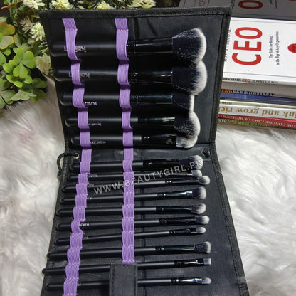 Kaizm Professional 15pcs Face & Eye Makeup Brush Kit, Soft Synthetic Bristles, Complete Beauty Brush Kit with Carrying Case