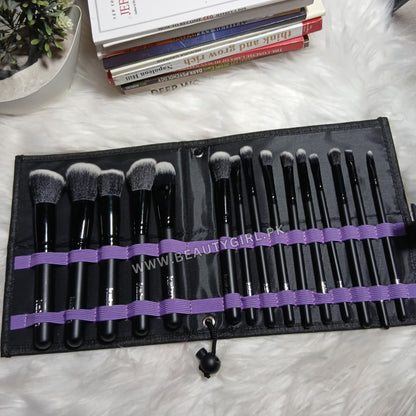 Kaizm Professional 15pcs Face & Eye Makeup Brush Kit, Soft Synthetic Bristles, Complete Beauty Brush Kit with Carrying Case