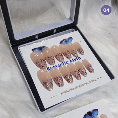 Romantic Myth Diamond Dust Glitter Press-On Nails Cat's Eye Nail