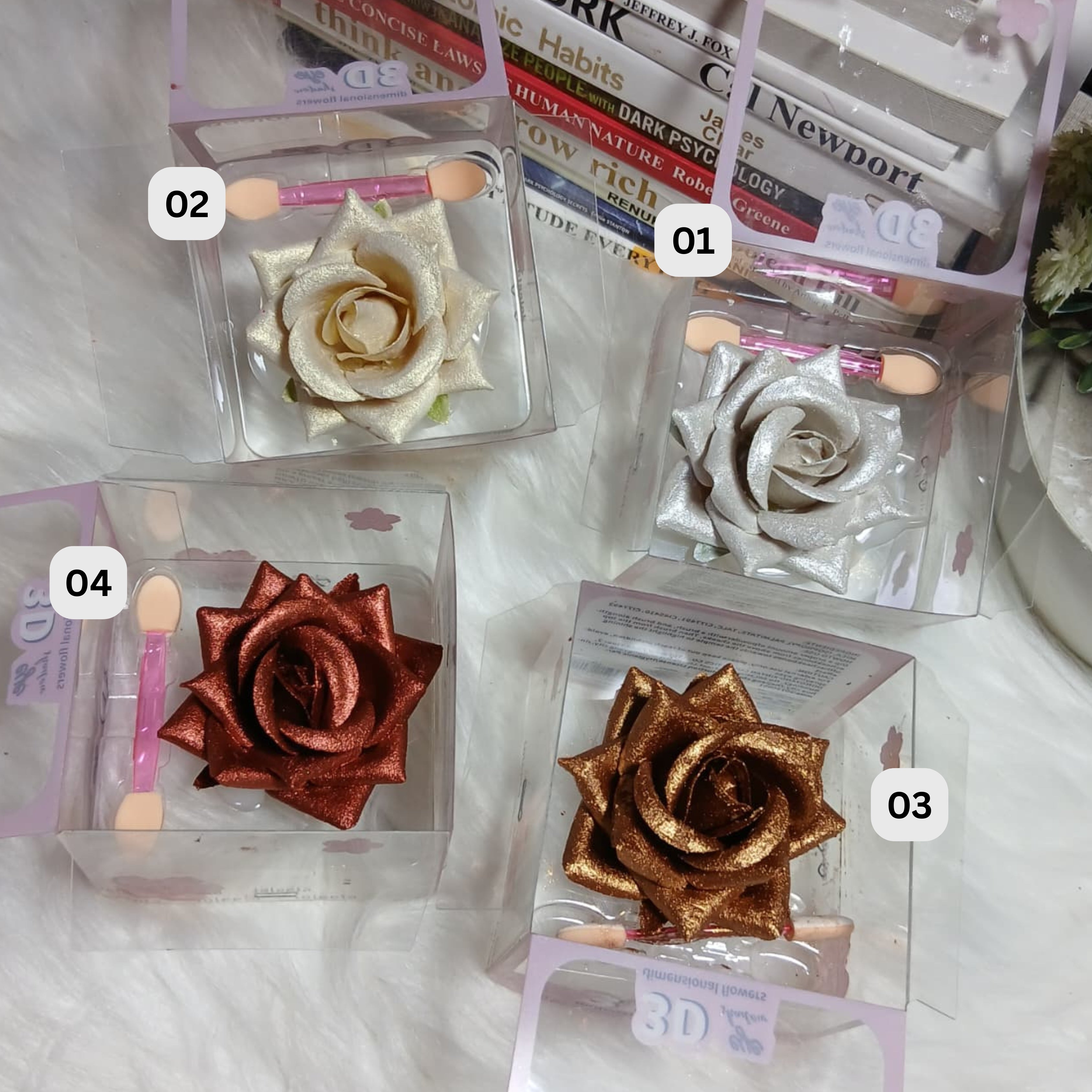 Loleeta 3D Three-dimensional Rose Highlighter + Eye Shadow Powder Easy Coloring Highlight Powder Face Contour Makeup