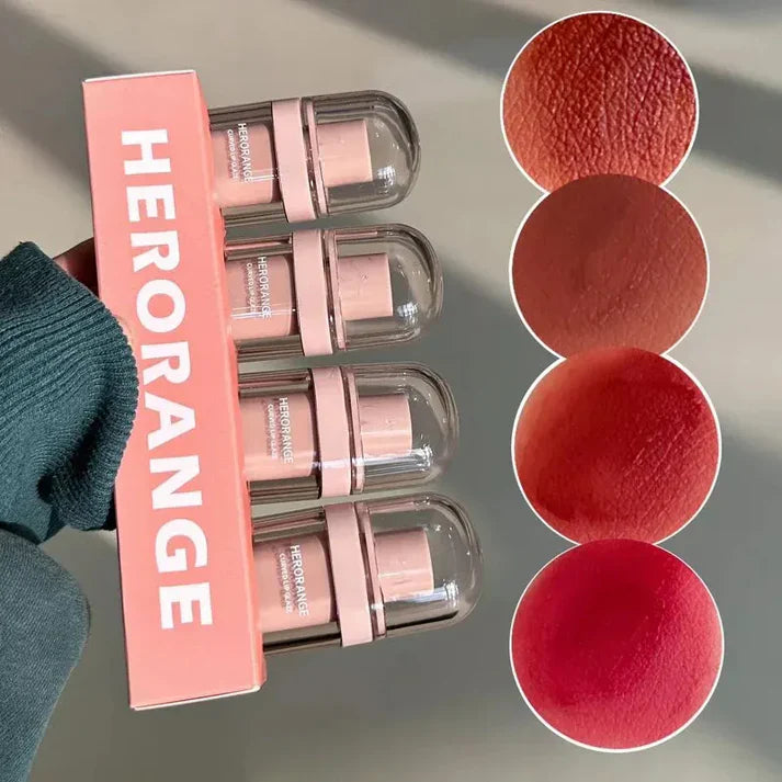 HERORANGE Milk Mud Matte Creamy Lip Glaze 4Pcs Set