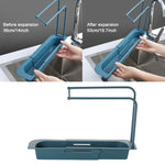 Telescopic Sink Holder Adjustable Drainer Sink Tray Sponge Soap Holder With Dish Cloth Hanger Sink Organizer