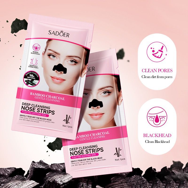 Sadoer Pink Bamboo Charcoal Deep Cleansing Nose Strips 6 Strips in Box