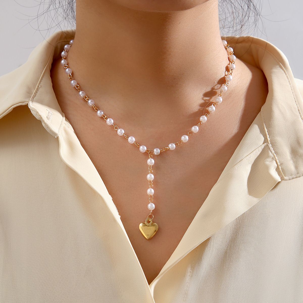 Fashion Jewellery Heart Pearl Necklace – beautygirl-pk