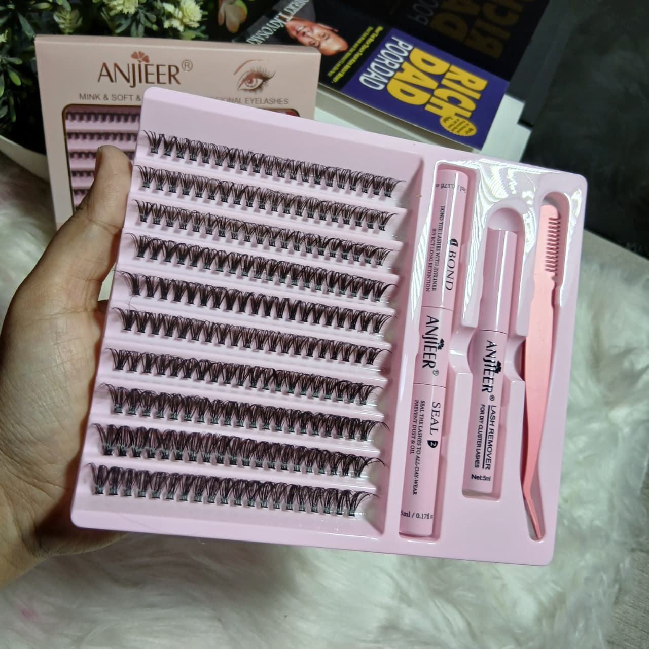 ANJIEER Mink & Soft Natural DIY Cluster Lashes Extension Kit
