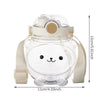 Super Cute Summer Cartoon Panda Bear Shaped Dual Drink Straw Water Bottle With Strap