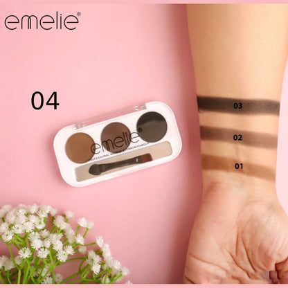 Emelie Professional 3 Color Eyebrow Powder Palette