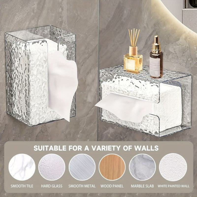 Multifunctional Wall Mounted Acrylic Water Ripple Design Tissue Box 21875