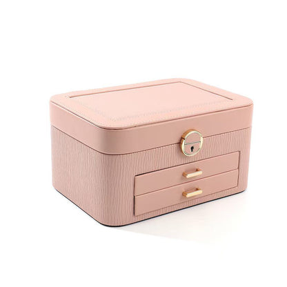 Multipurpose Wooden Jewlery Box With 2 Drawer Cosmetic Makeup Storage Bag Organizer