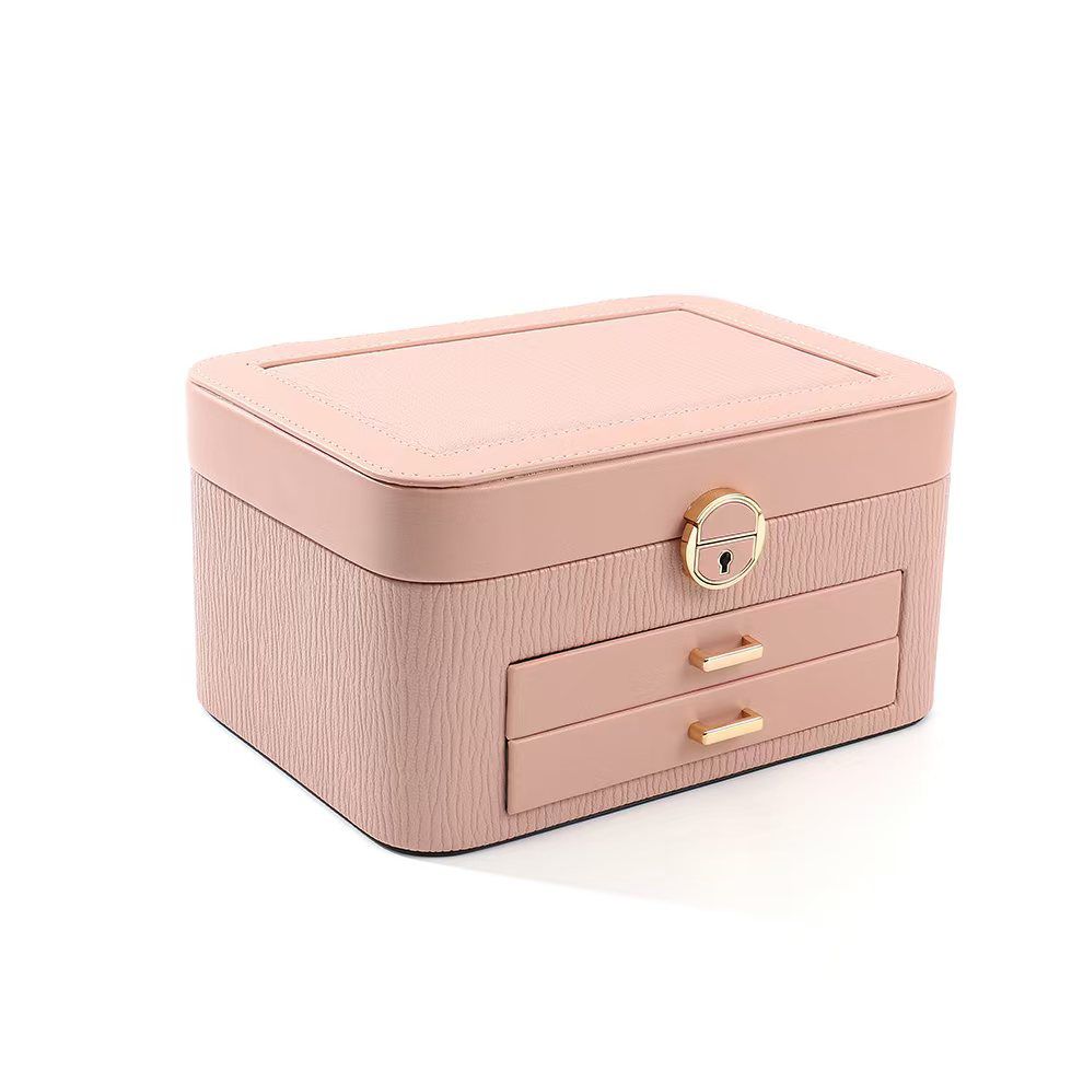 Multipurpose Wooden Jewlery Box With 2 Drawer Cosmetic Makeup Storage Bag Organizer