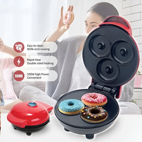 Electric Mini Donut Maker Machine With Double-Sided Heating And Non-Stick Coating