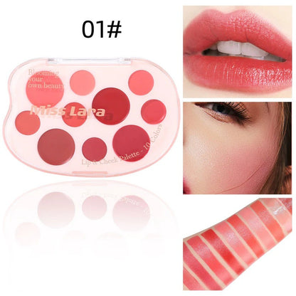 Miss Lara Aesthetic Lip & Cheek Cream 10 Colors Palette