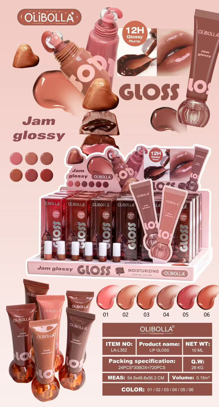 OLiBOLLA Jam Glossy Lip Gloss – Pack of 6
