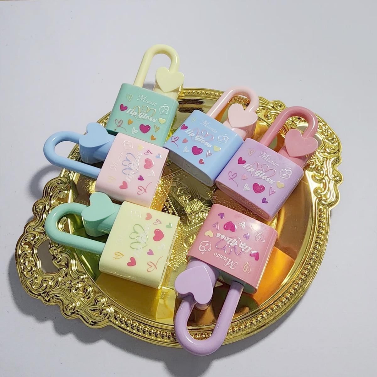 Miundo 6pcs Pink Magic Heart Lock Shape Lipgloss 6pcs Set