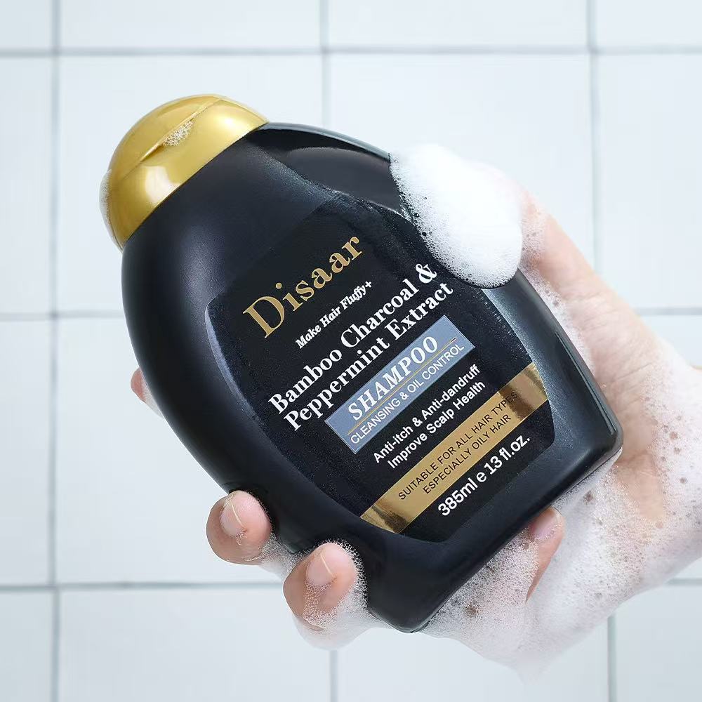 Make Hair Fluffy Bamboo Charcoal And Peppermint Extract Shampoo Anti Itch Anti Dandruff Improve Scalp Health 385ml
