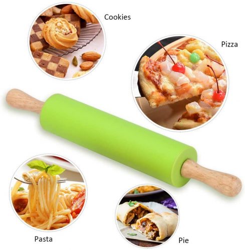 Silicone Dough Roller With Wooden Handle