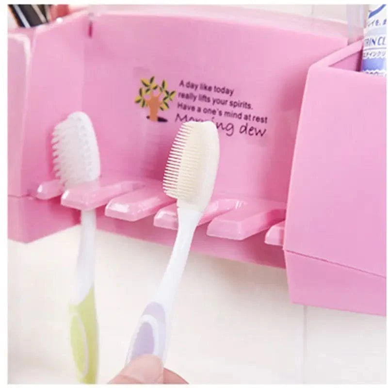 Multifunctional Wall Mounted Toothbrush Holder 5 Toothbrush Holding Slot Toothbrush Storage Rack Organizer